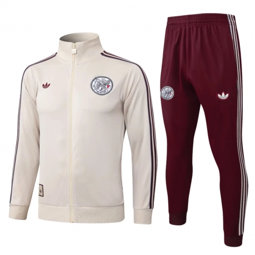 2025/2026 Ajax Full Zip Training Suit Off White Football Shirt