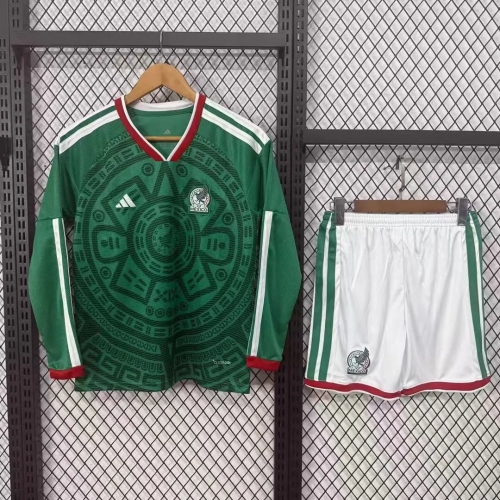 2026 Long Sleeves Mexico National Team Home Football Shirt Kids Size