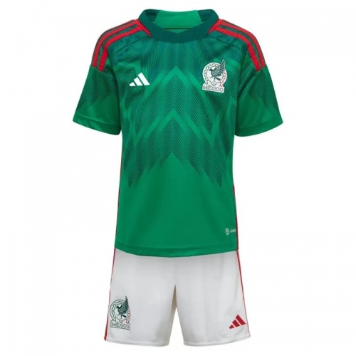 Mexico Kids World Cup 2022 Jersey Home Kit (Jersey+Short)