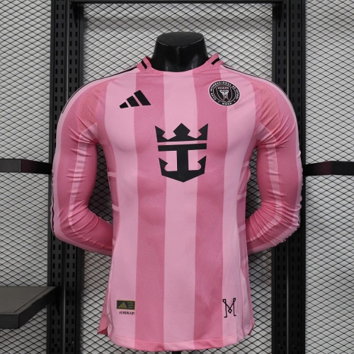 2025/2026 Long Sleeve Player Version Inter Miami Home Soccer Jersey