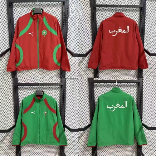 2026 Morocco Double-Sided Windbreaker Red Green Football Shirt