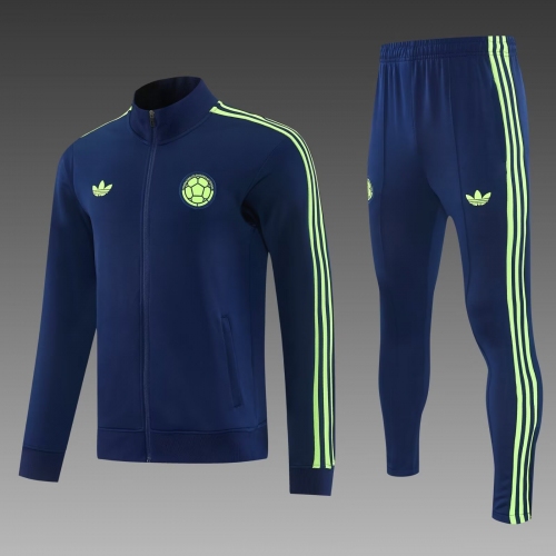 2026 Colombia National Team Full Zip Training Suit Blue Football Shirt