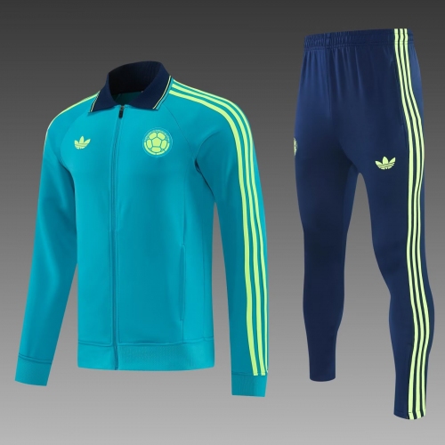 2026 Colombia National Team Full Zip Training Suit Light Blue Football Shirt