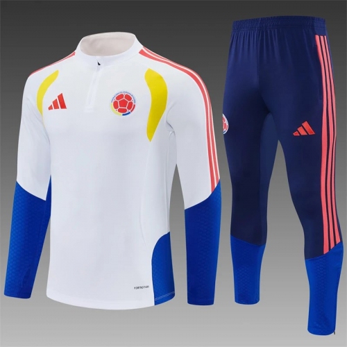 2026 Colombia National Team Half-Pull Training White Football Shirt Set