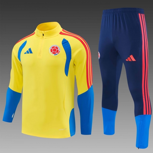 2026 Colombia National Team Half-Pull Training Yellow Football Shirt Set
