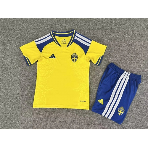 2026 Sweden National Team Home Football Shirt Kids Size