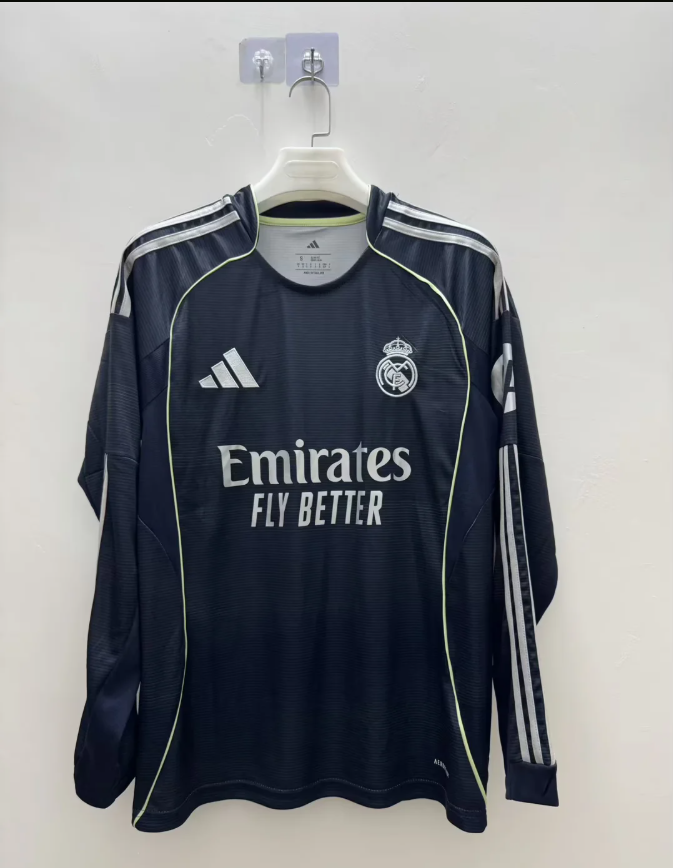 2025/2026 Real Madrid Away Long Sleeve Football Shirt