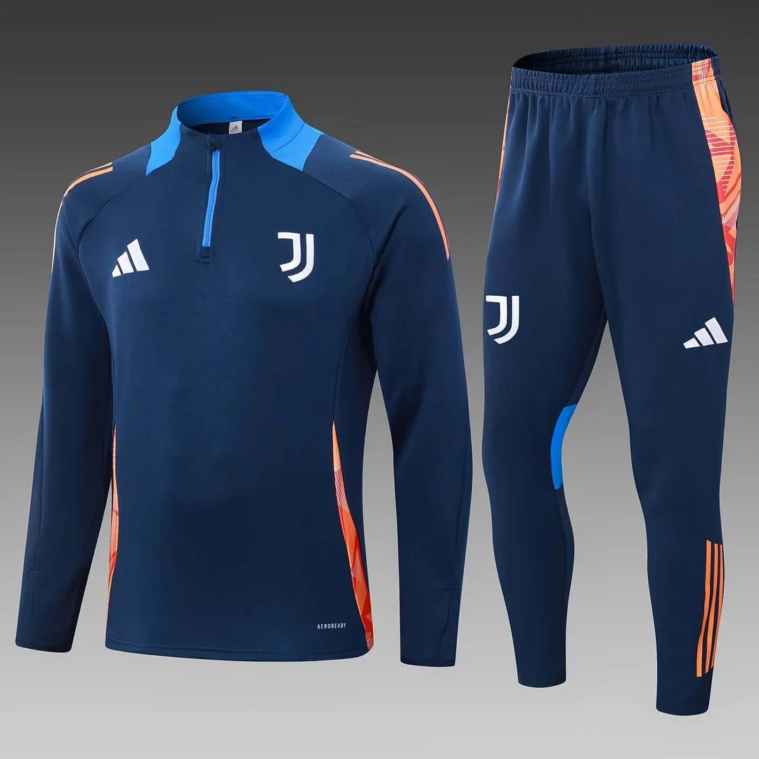 2024/2025 Juventus Half-Pull Training Suit Royal Blue Football Shirt