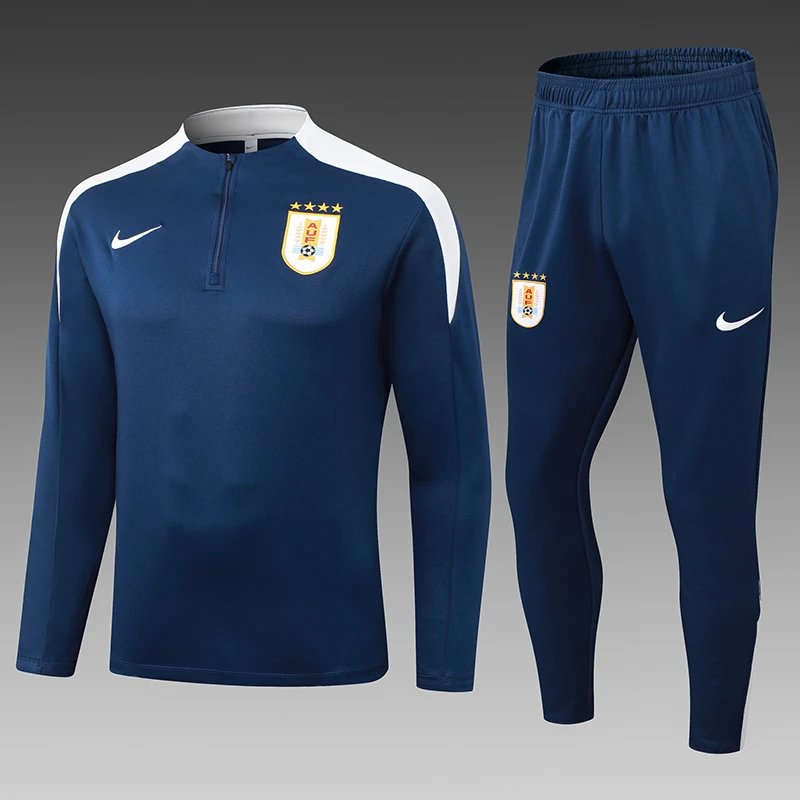 2025/2026 Uruguay Half-Pull Training Suit Royal Blue Football Shirt Set