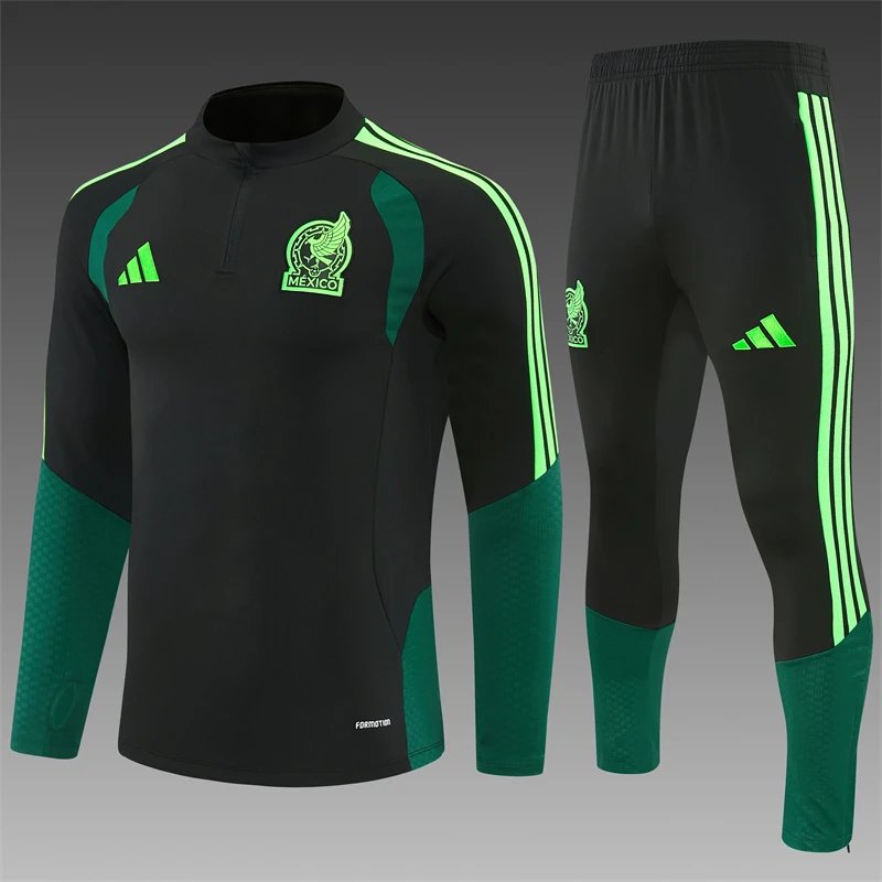 2026 Mexico National Team Half-Pull Training Black Football Shirt Set