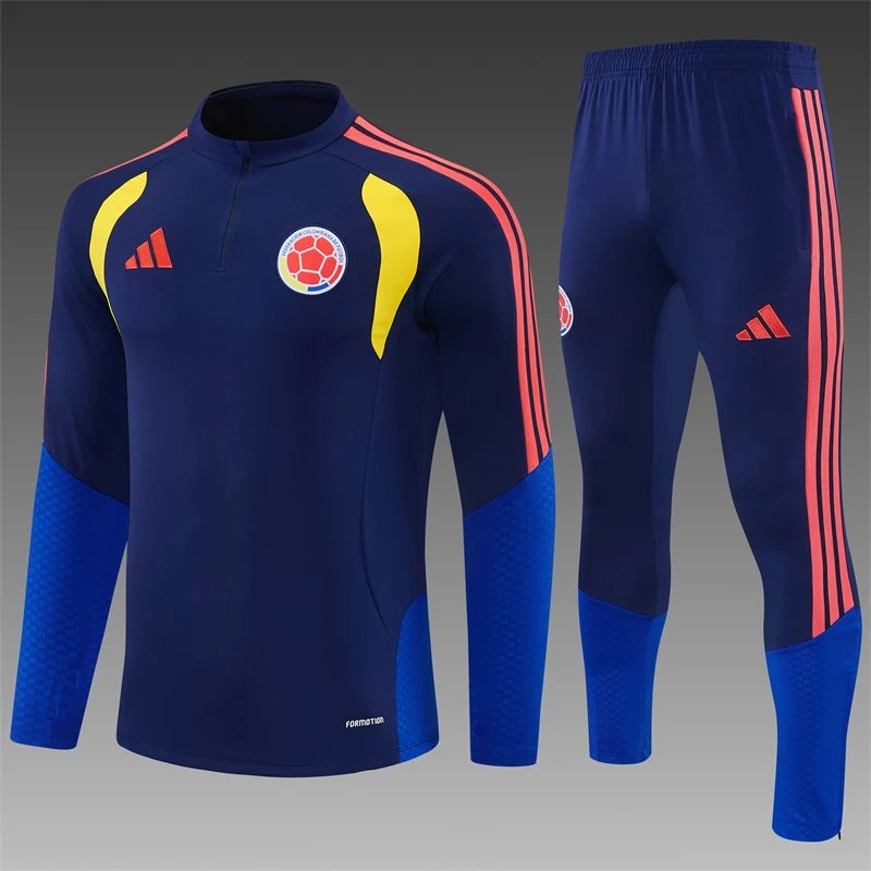 2026 Colombia National Team Half-Pull Training Blue Football Shirt Set