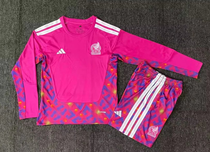 2026 Long Sleeves Mexico National Team Goalkeeper Football Shirt Kids Size
