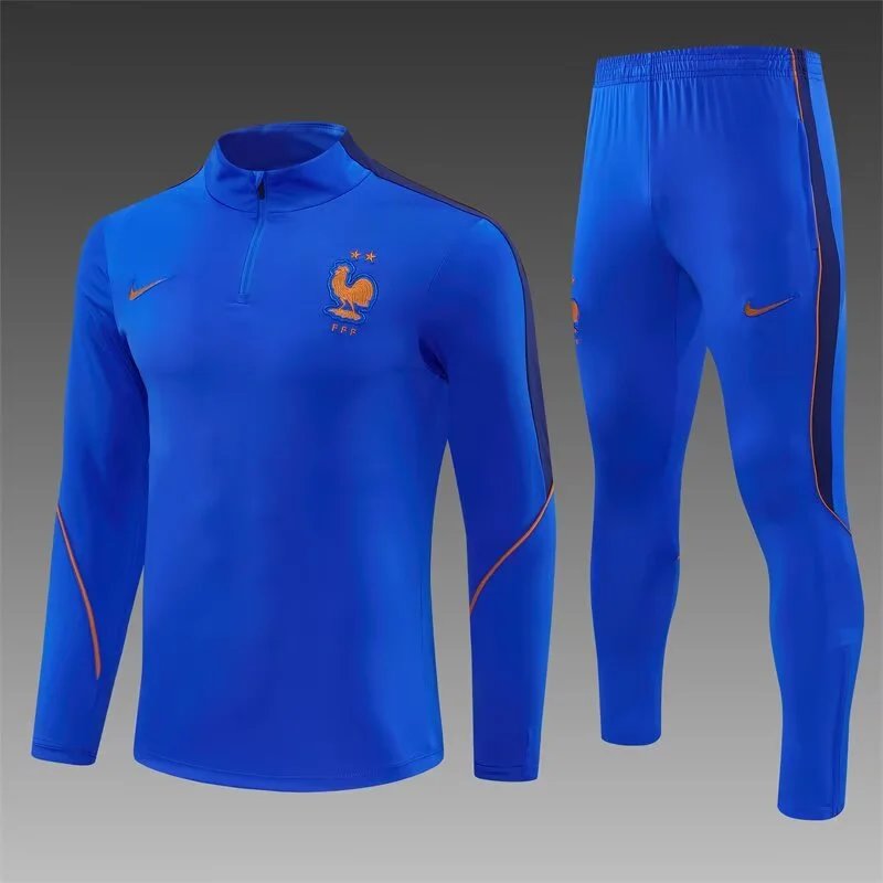 2026 France National Team Half-Pull Training Light Blue Football Shirt