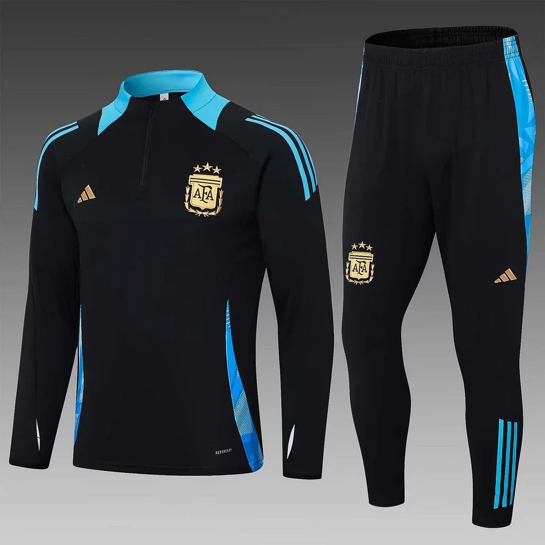 2024 Argentina Half-Pull Training Suit Black Football Shirt Set