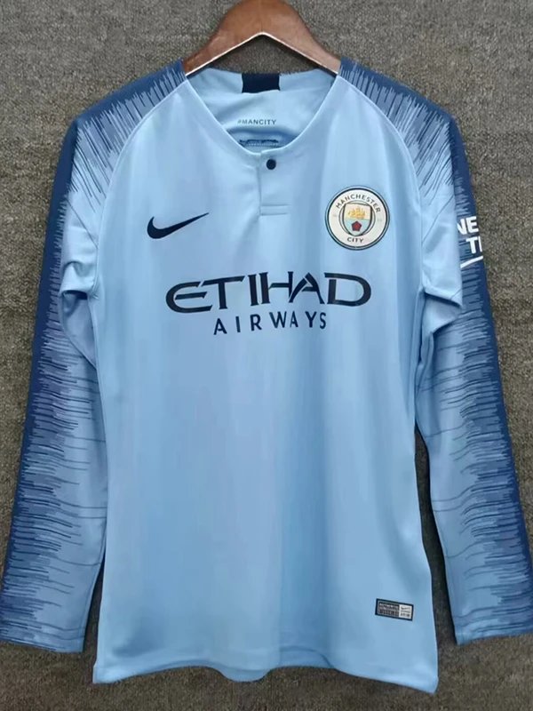 2019 Man City Away Long Sleeve Retro Soccer Jersey
