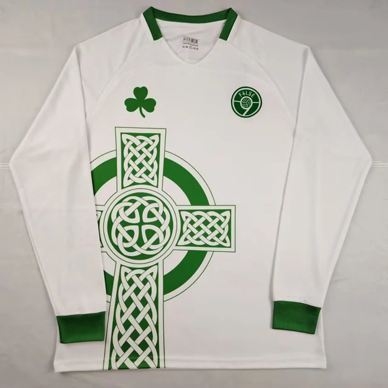 Ireland White Long Sleeve Retro Soccer Jersey