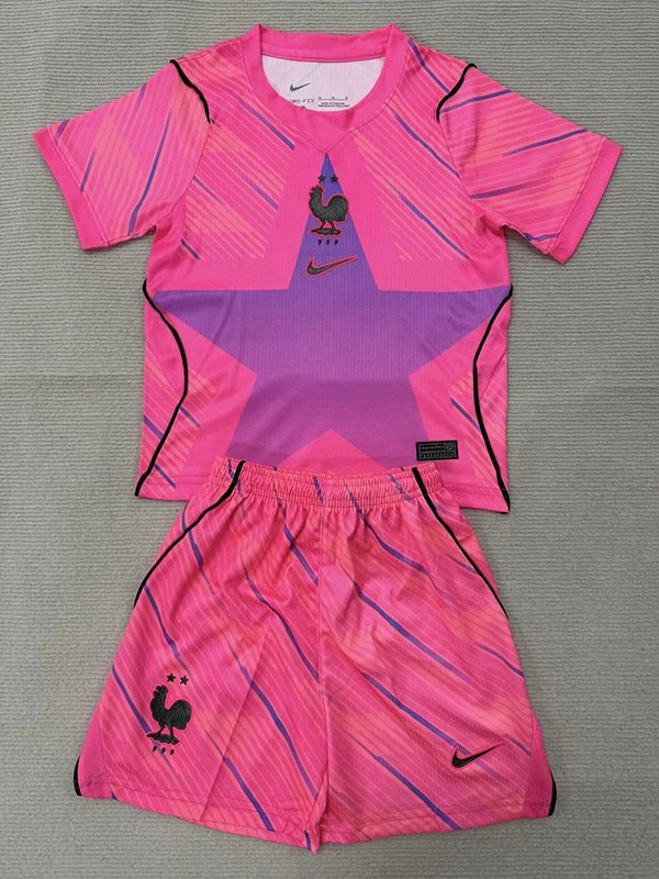 26/27 France Goalkeeper Pink Kids Soccer Jersey