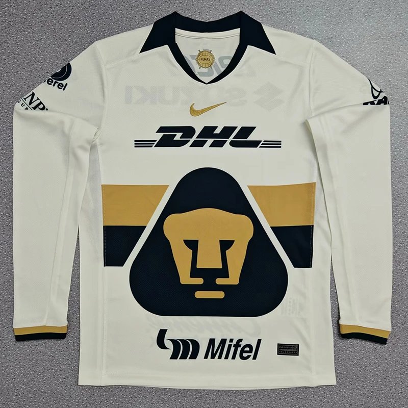25/26 Pumas UNAM Home Long Sleeve Fans Soccer Jersey（长袖）
