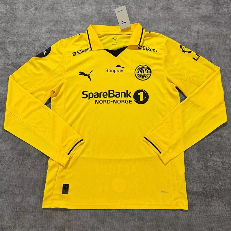 26/27 Bodo Glimt Home Long Sleeve Fans Soccer Jersey(全广告)