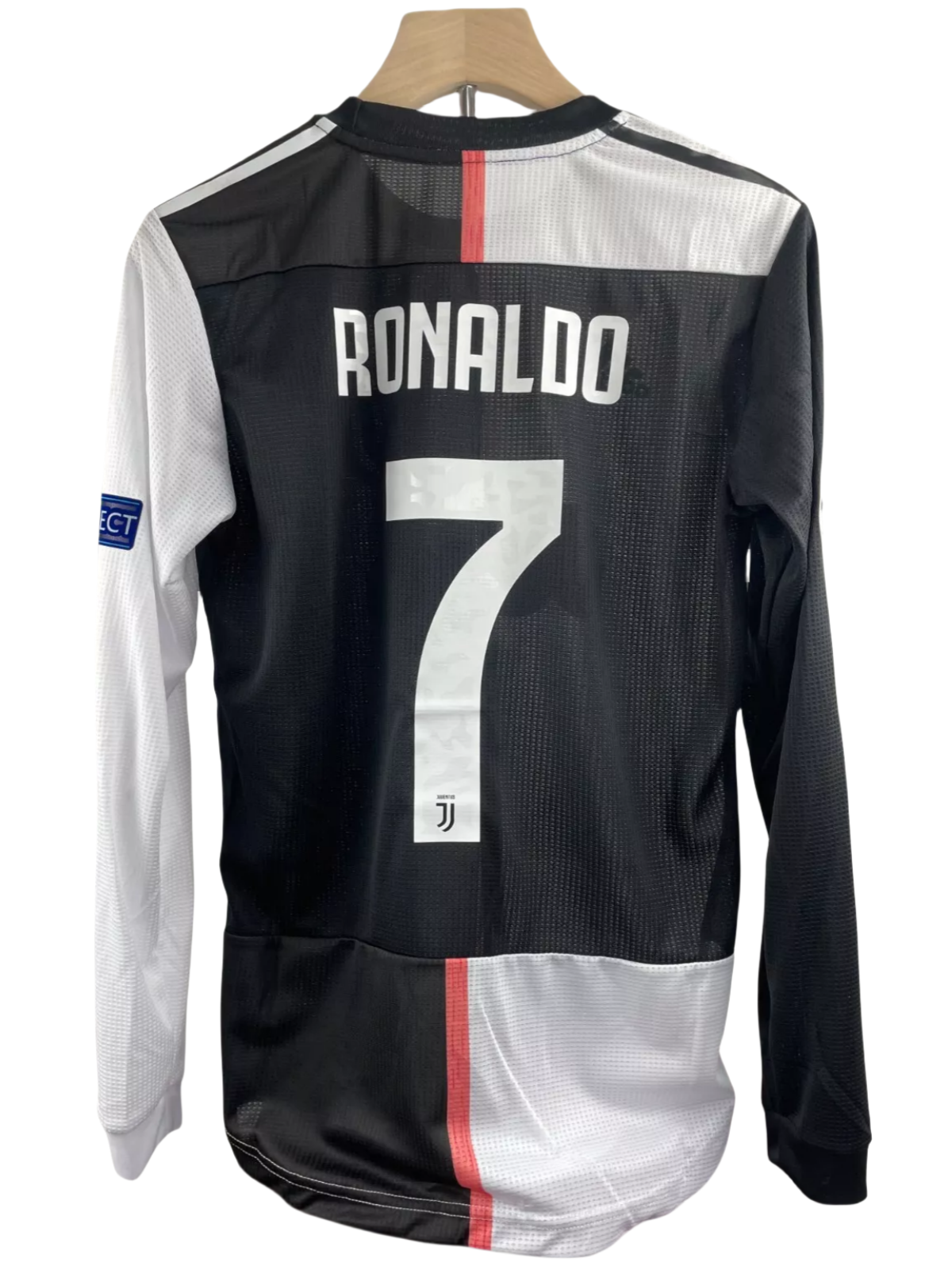 2019-20 Cristiano Juventus Home Retro Soccer Jersey with UCL Patch-Long Sleeve
