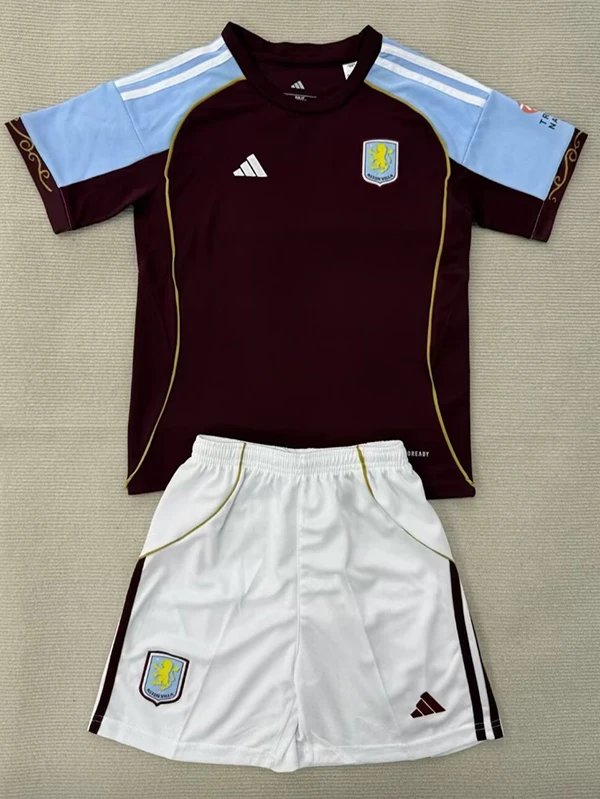 25/26 Aston Villa Home Kids Soccer Jersey